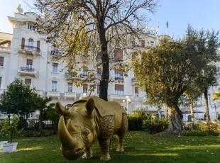 Rinocerontessa nel giardino del Grand Hotel