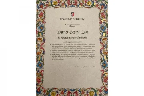 Cittadinanza onoraria a Patrick Zaki
