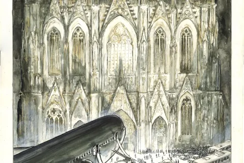 Tavola di Milo Manara de "Il Viaggio di G. Mastorna"