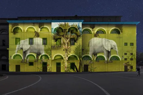  Rendering dello spettacolo di videomapping