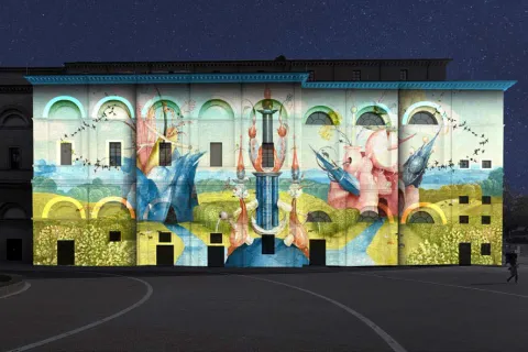  Rendering dello spettacolo di videomapping