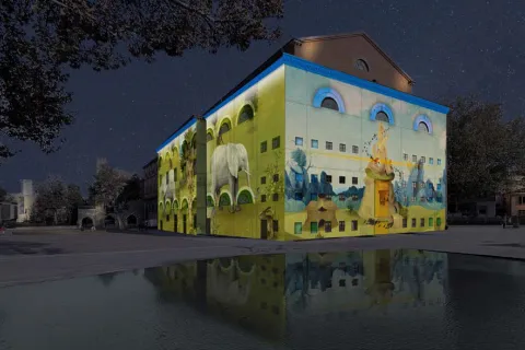  Rendering dello spettacolo di videomapping