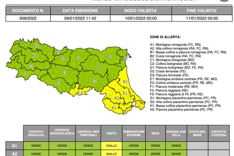 Emessa Allerta GIALLA per criticità vento e stato del mare per domani a Rimini