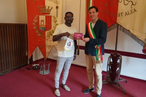 Le delegazioni delle città di Bergamo e di Aurora (Chicago, Illinois) a Rimini