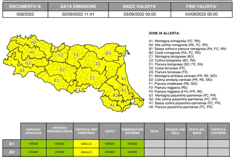 allerta meteo n. 58