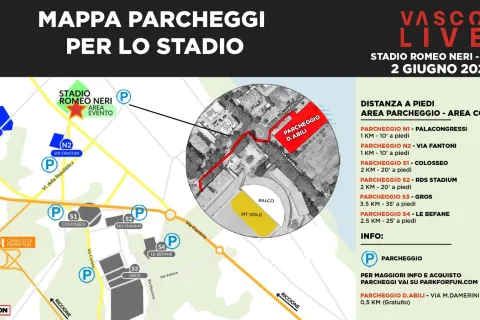 mappa parcheggi per lo stadio