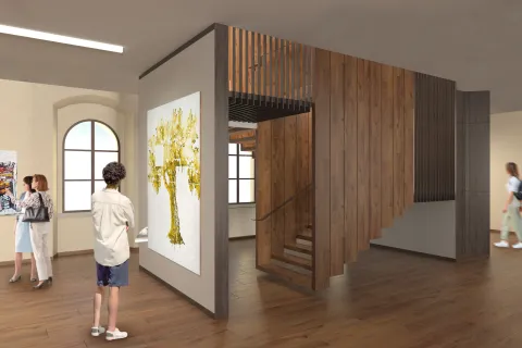 Rendering della nuova scala sospesa