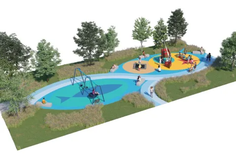 rendering del parco giochi inclusivo di Viserba 