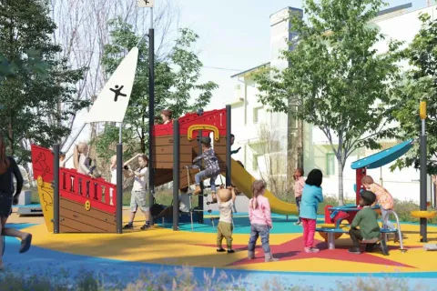 rendering del parco giochi inclusivo di Viserba 