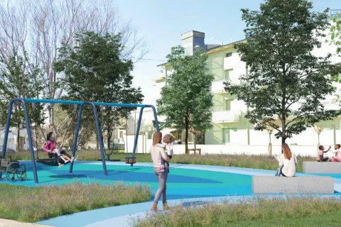 rendering del parco giochi inclusivo di Viserba 