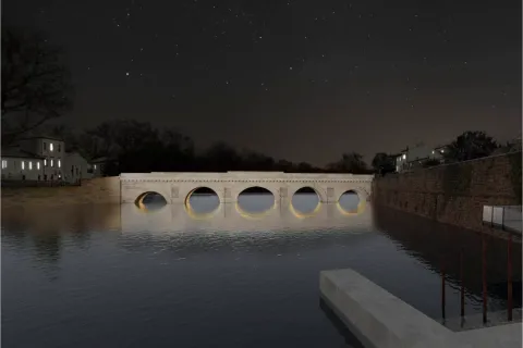 rendering Ponte di Tiberio illuminato