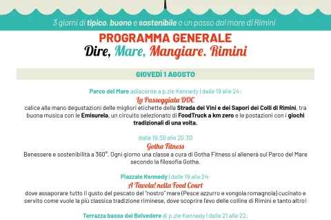 Programma 1 giorno giovedì 1 agosto