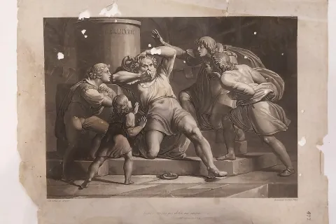 Stampa del canto XXXIII dell’Inferno della Divina Commedia in restauro