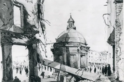 Acquerello Piazza Tre Martiri Pasquini 1945