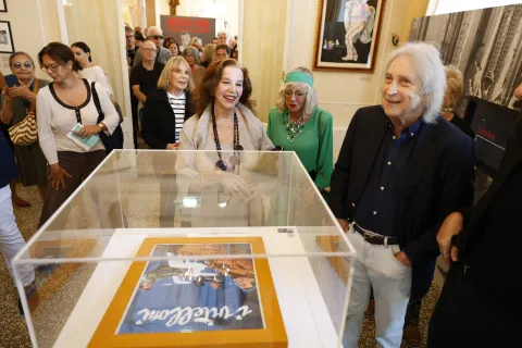 Stefania Sandrelli e Enrico Vanzina, a inaugurazione mostra “Alberto Sordi, maschera di un Vitellone”.