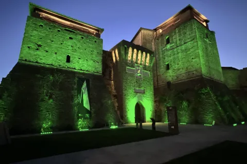 Castel Sismondo illuminato di verde