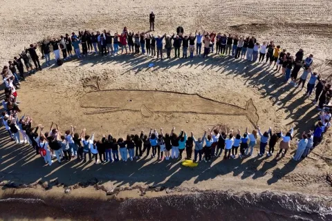 foto di gruppo spiaggia