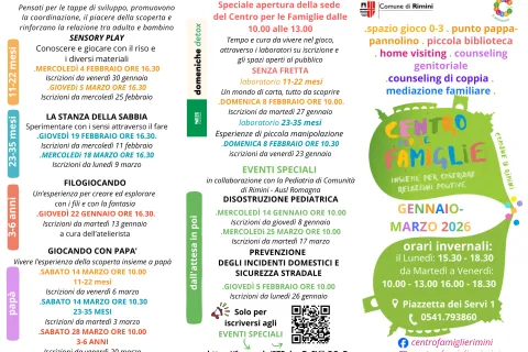 volantino centro per le famiglie gennaio marzo 2026 fronte