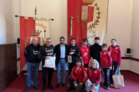 gli atleti ricevuti dall'assessore allo sport Michele Lari