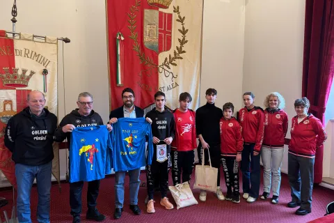 gli atleti ricevuti dall'assessore allo sport Michele Lari