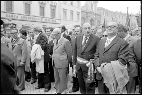 Visita del 21-10-1973 Sandro Pertini a Rimini foto archivio Minghini