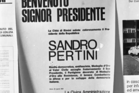 Visita del 21-10-1973 Sandro Pertini a Rimini foto archivio Minghini