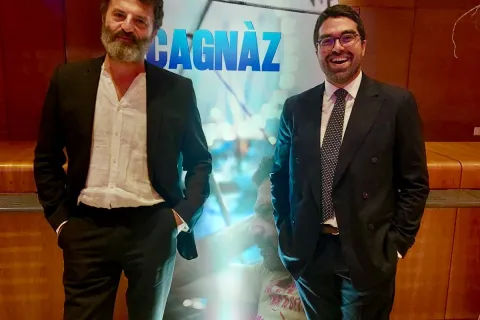 Assessore Michele Lari alla Festa del Cinema di Roma con Alessandro Roia e Guido Caprini, regista e interprete della serie Cagnàz