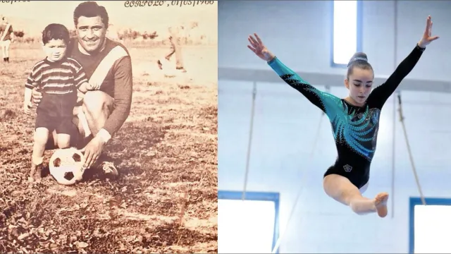 presidente del Corpolò Calcio, Giovanni Tosi e della giovane ginnasta, Elisa Antonacci