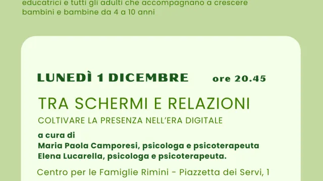 serata 1 dicembre Tra schermi e ralazioni