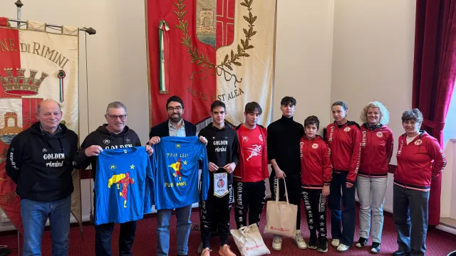 gli atleti ricevuti dall'assessore allo sport Michele Lari