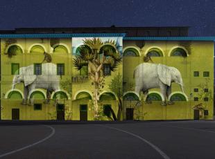  Rendering dello spettacolo di videomapping