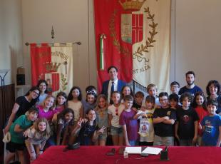 Gli studenti della 5^ ‘C’ di una scuola elementare di Parma in visita al Comune di Rimini
