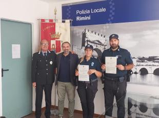 L’encomio agli agenti della Polizia locale di Rimini