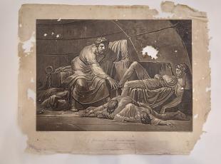 Stampa del canto XXXIII dell’Inferno della Divina Commedia in restauro
