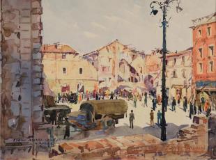 Acquerello Piazza Cavour Pasquini 1945